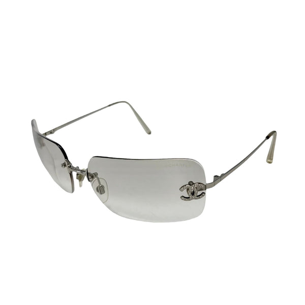 Chanel Clear Rhinestone Rimless Sunglasses