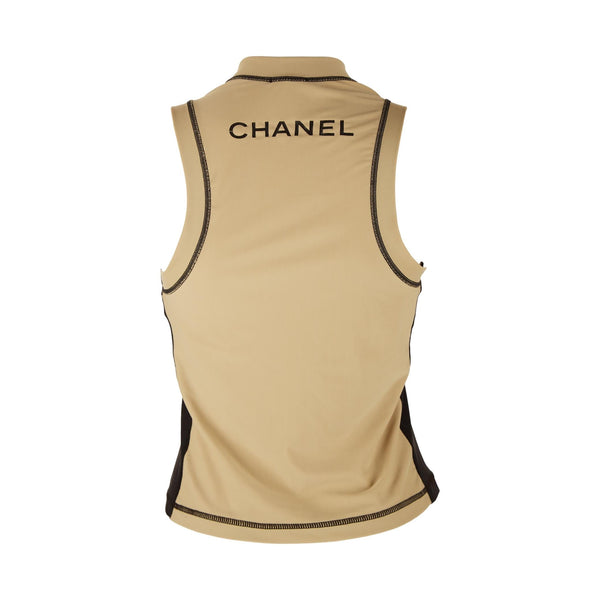 Chanel Tan + Black Logo Tank