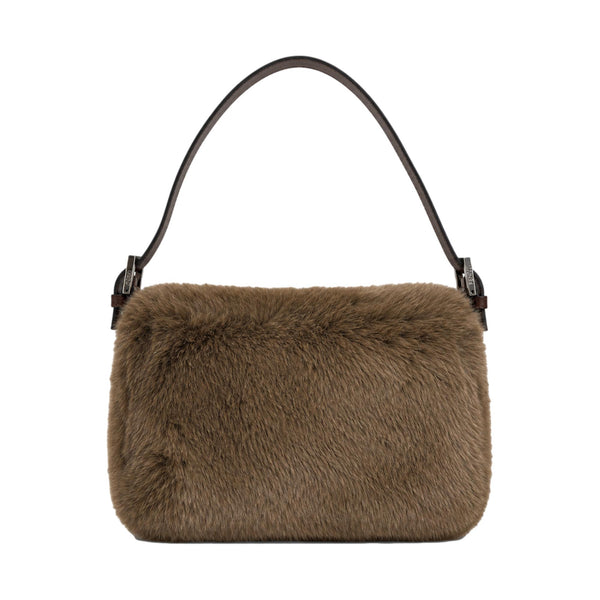 Fendi Brown Fur Baguette Shoulder Bag