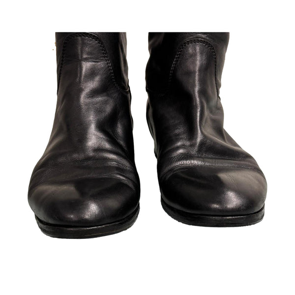 Chanel Black Turn-lock Logo Riding Boots
