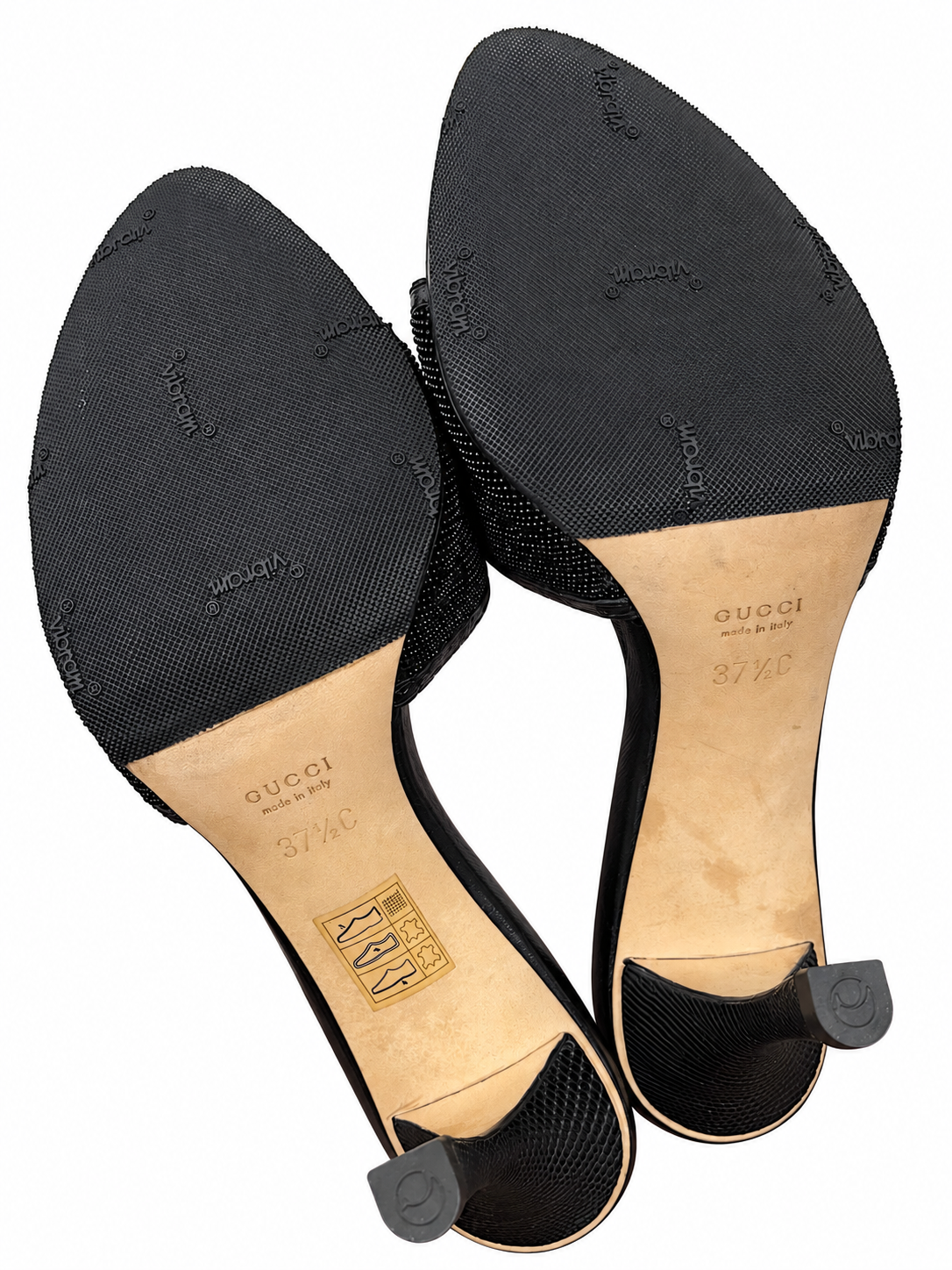 Gucci Black Beaded Logo Heels