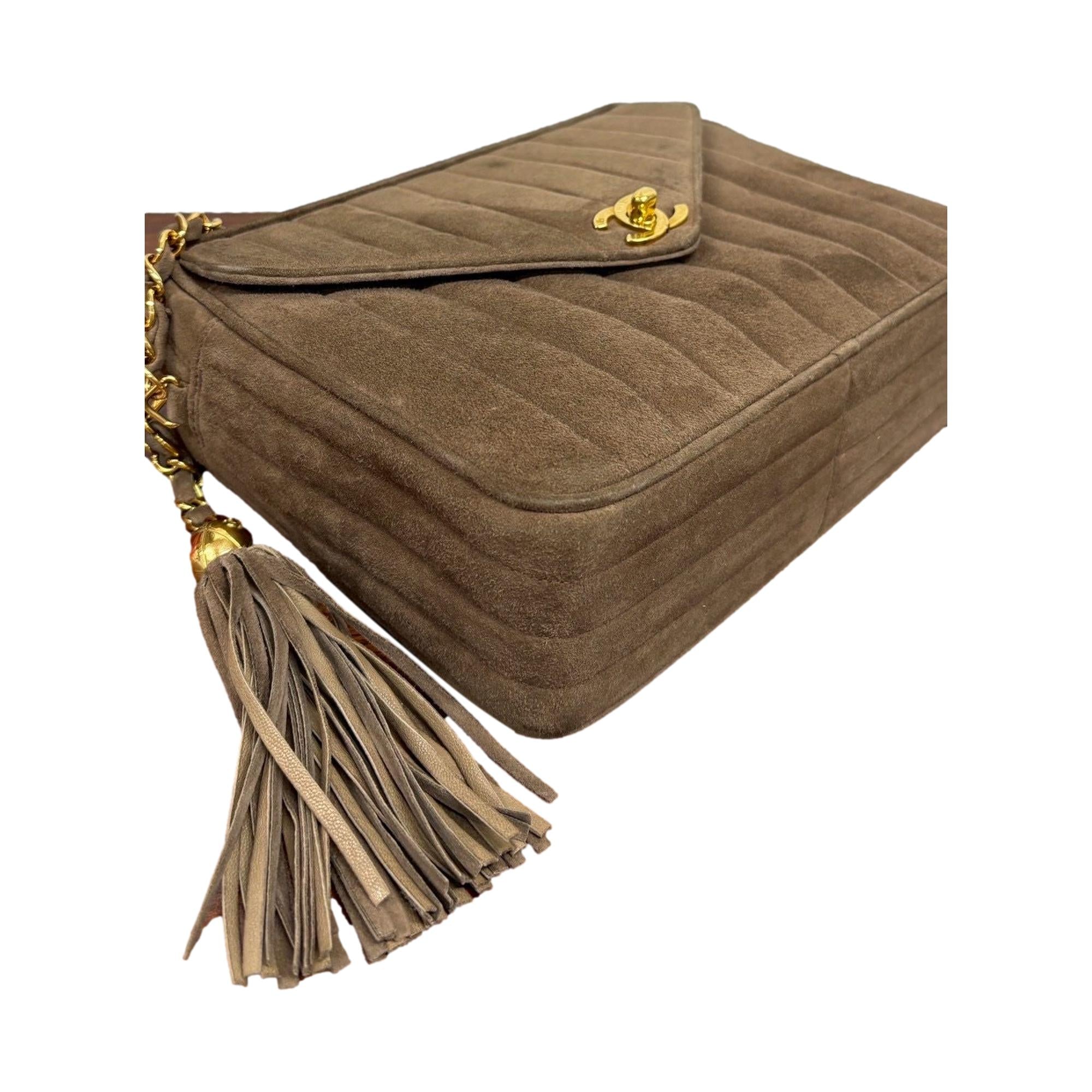 Chanel Brown Suede Camera Chain Bag