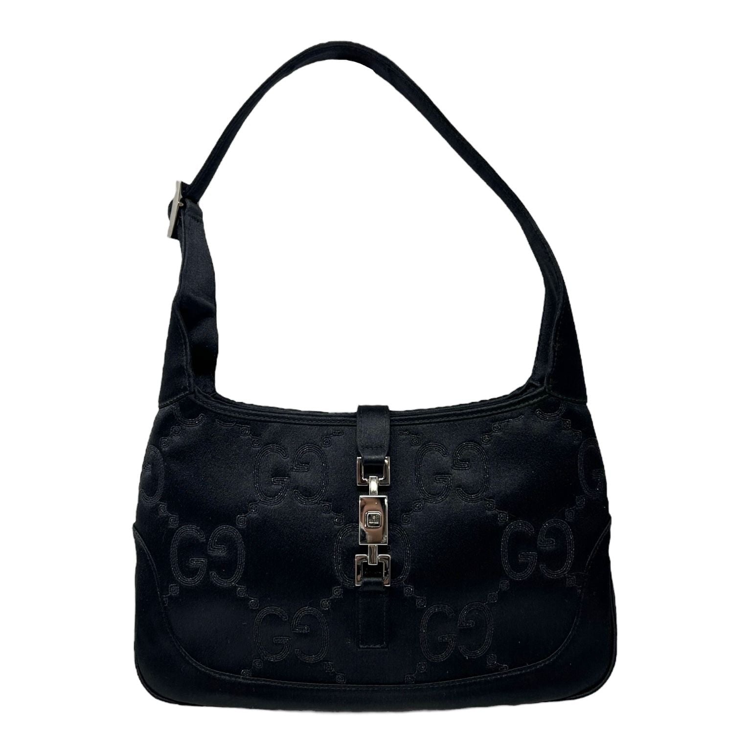 Gucci Black Satin Embroidered Jackie Bag