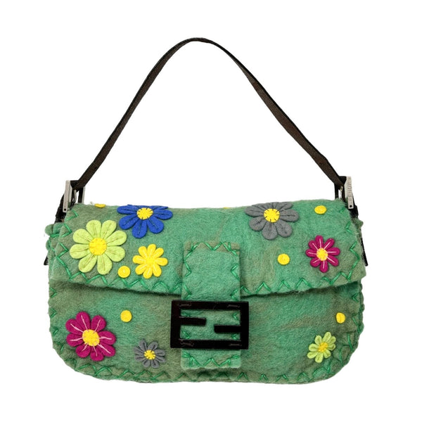 Fendi Green Felt Flower Baguette Bag – Treasures of NYC