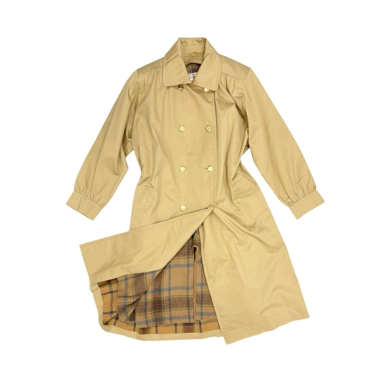 YSL Khaki Logo Button Trench Coat