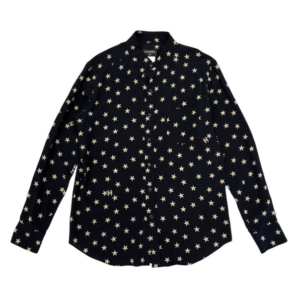 Chanel Navy Logo Star Button Down
