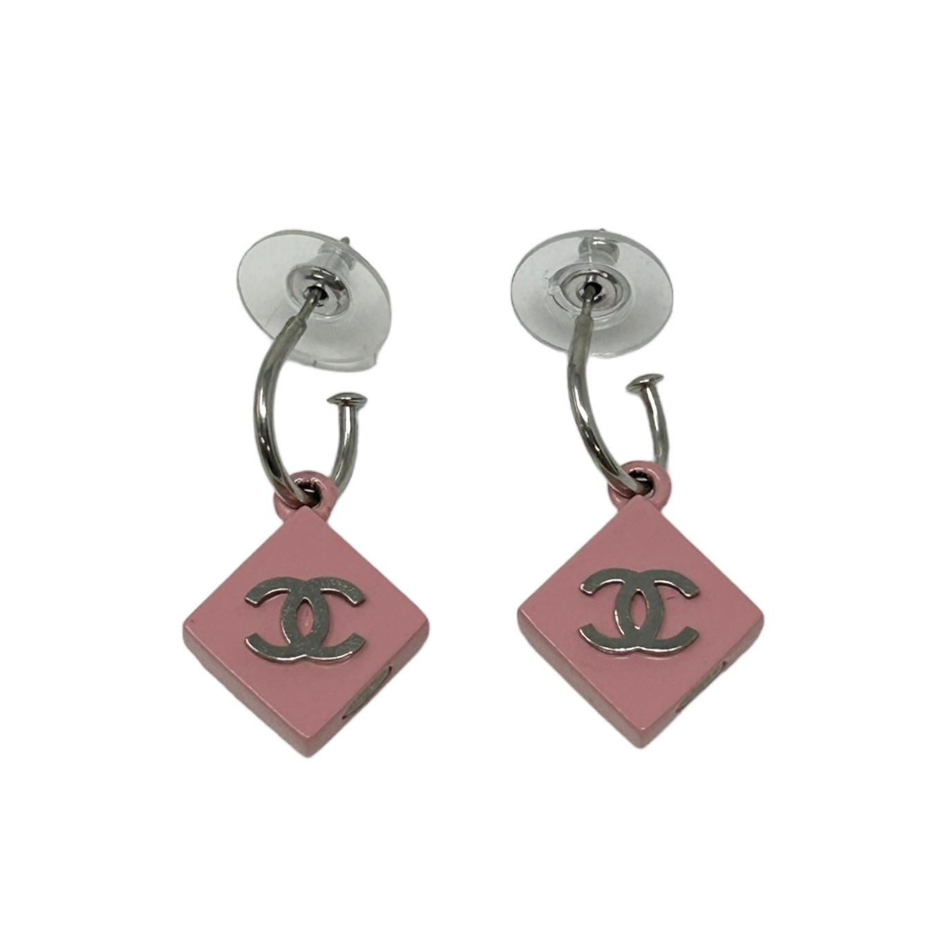 Chanel Pink Logo Dangle Earrings