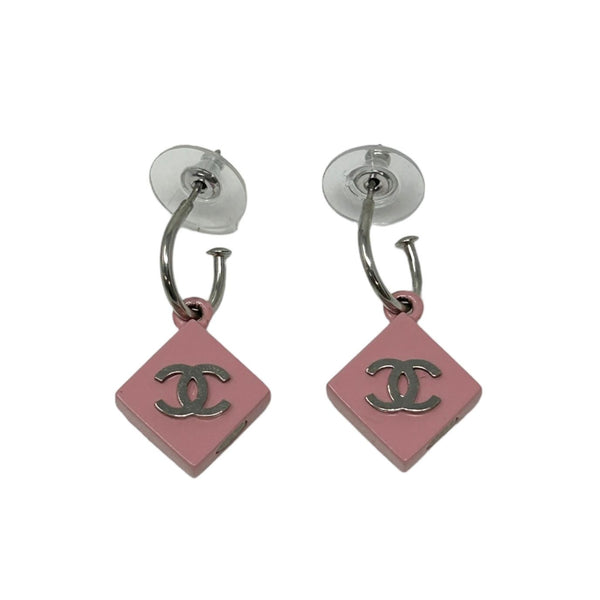 Chanel Pink Logo Dangle Earrings