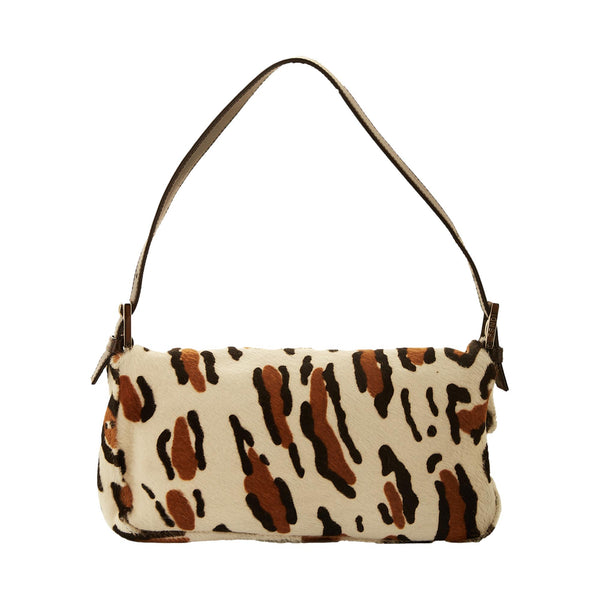 Fendi White Cheetah Baguette Bag