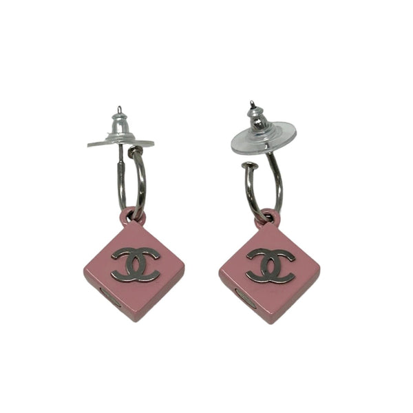 Chanel Pink Logo Dangle Earrings