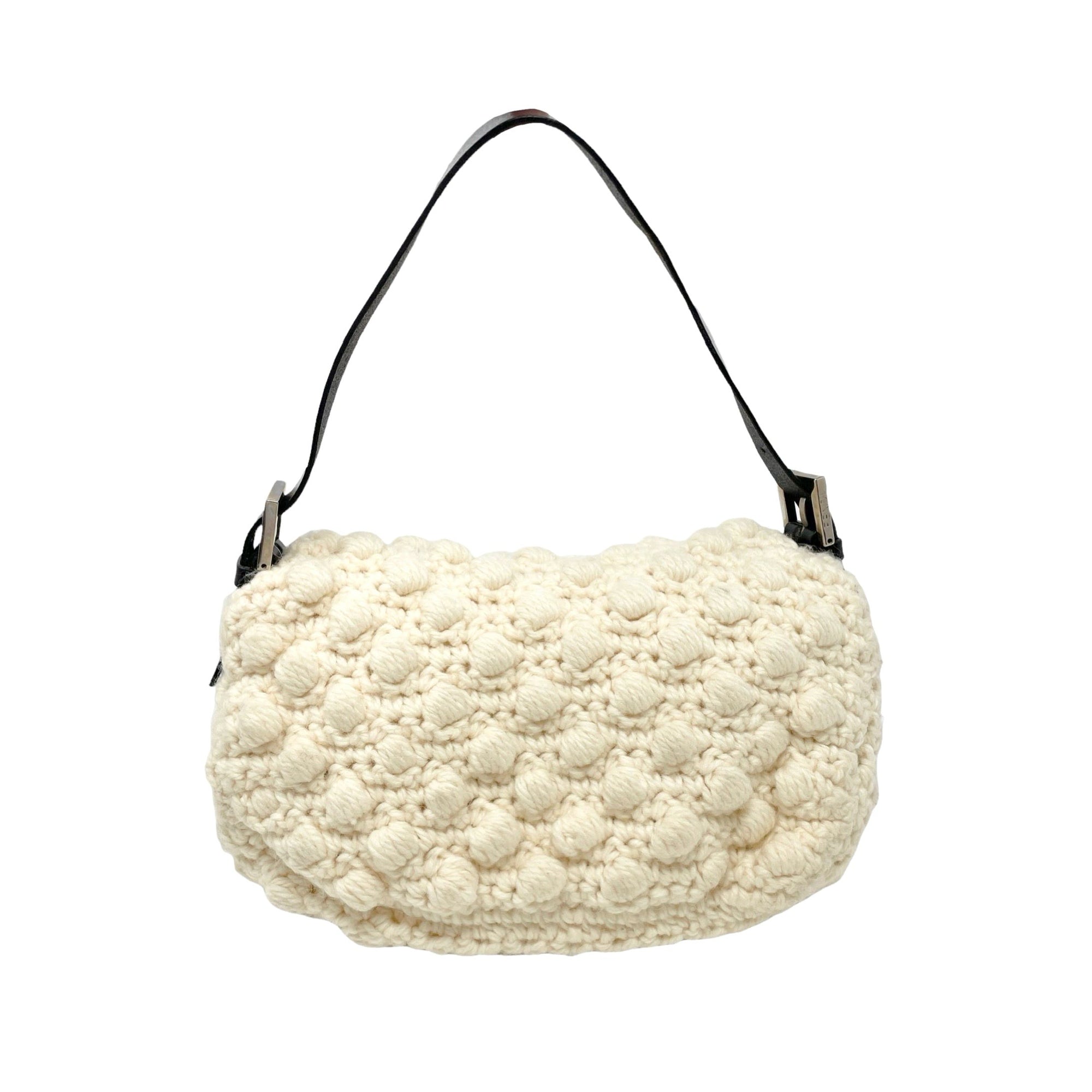 Fendi White Wool Baguette Bag