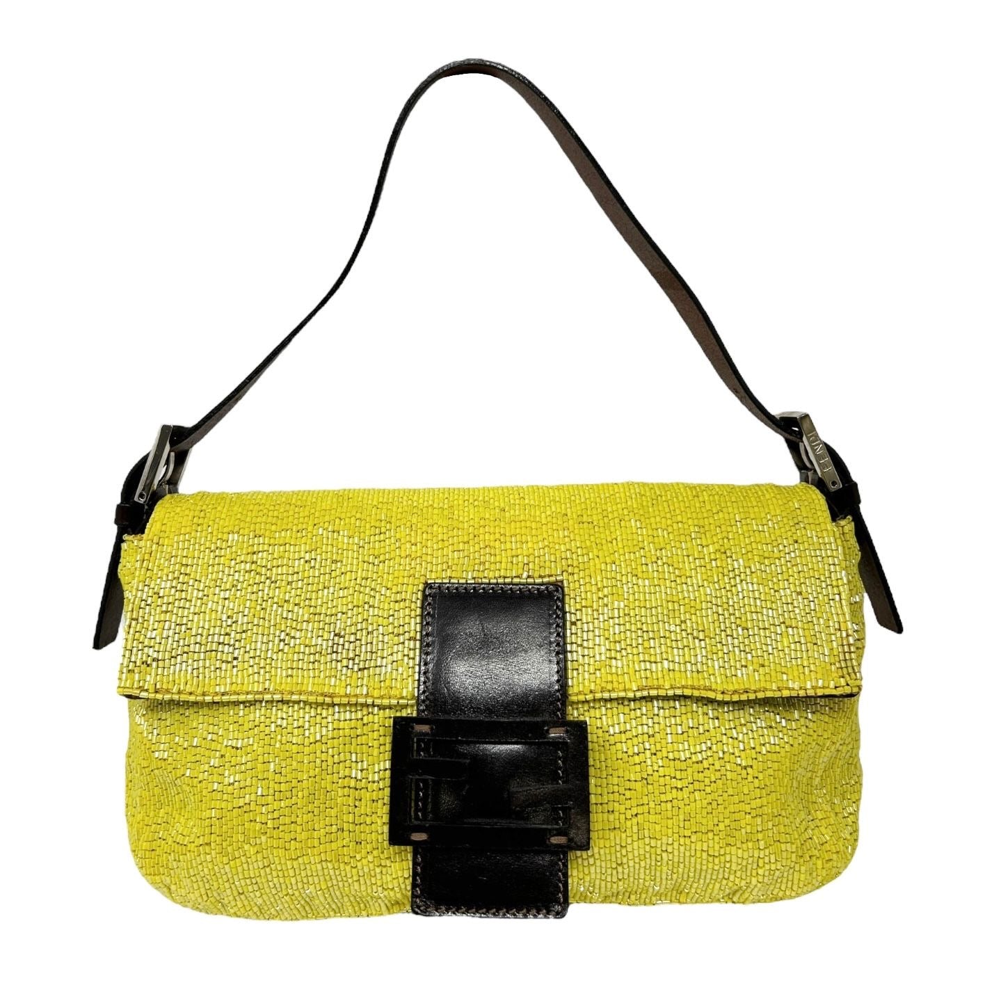 Fendi Yellow Beaded Baguette