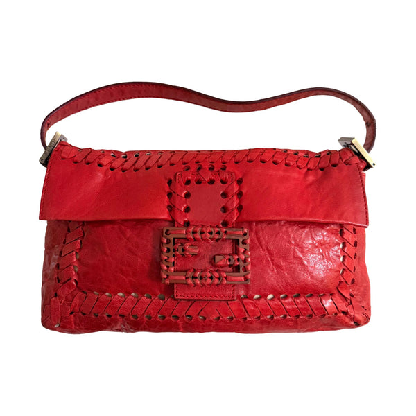 Fendi Red Stitched 2way Baguette