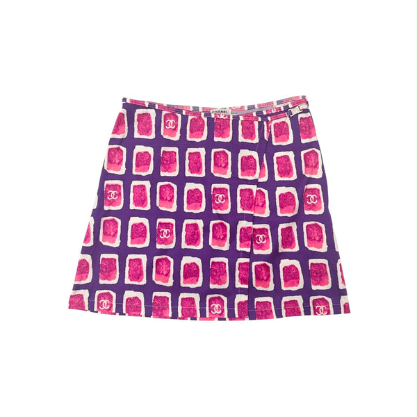 Chanel Purple Print Wrap Skirt