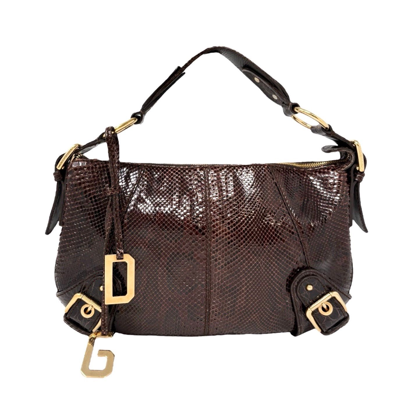 Dolce & Gabbana Brown Embossed Shoulder Bag
