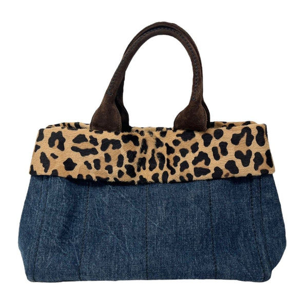 Prada Cheetah Print Denim Top Handle Bag