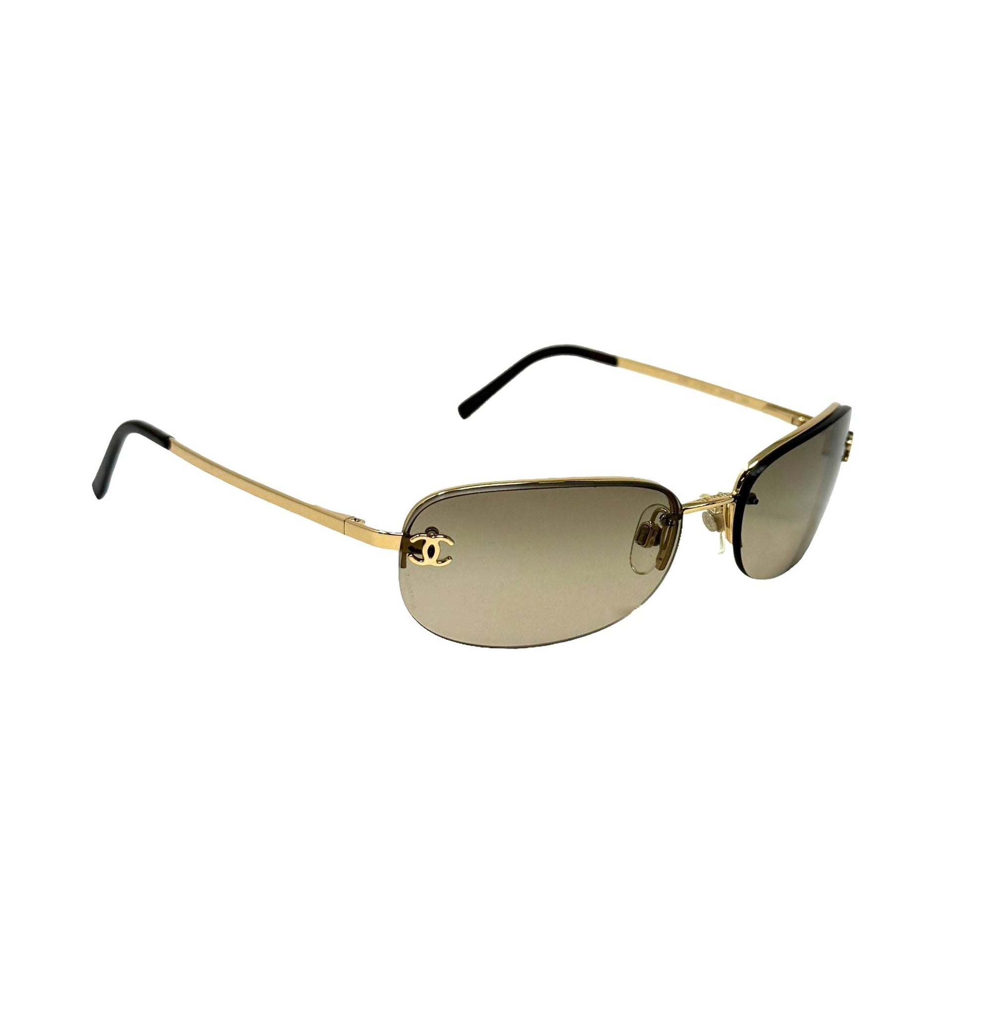 Chanel Brown Logo Micro Sunglasses