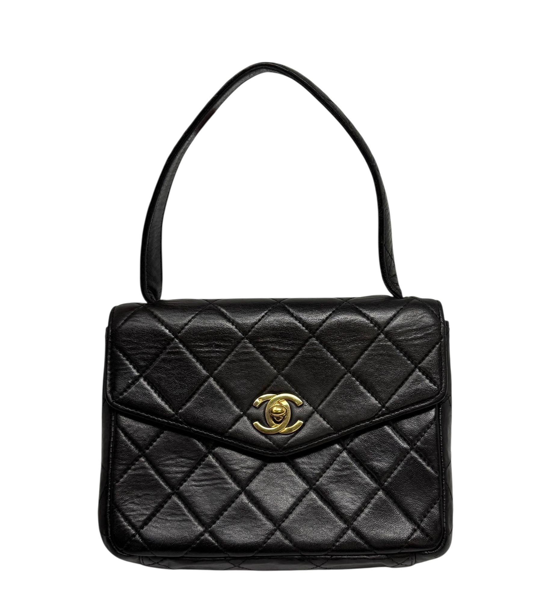 Chanel Black Lambskin Small Top Handle Bag