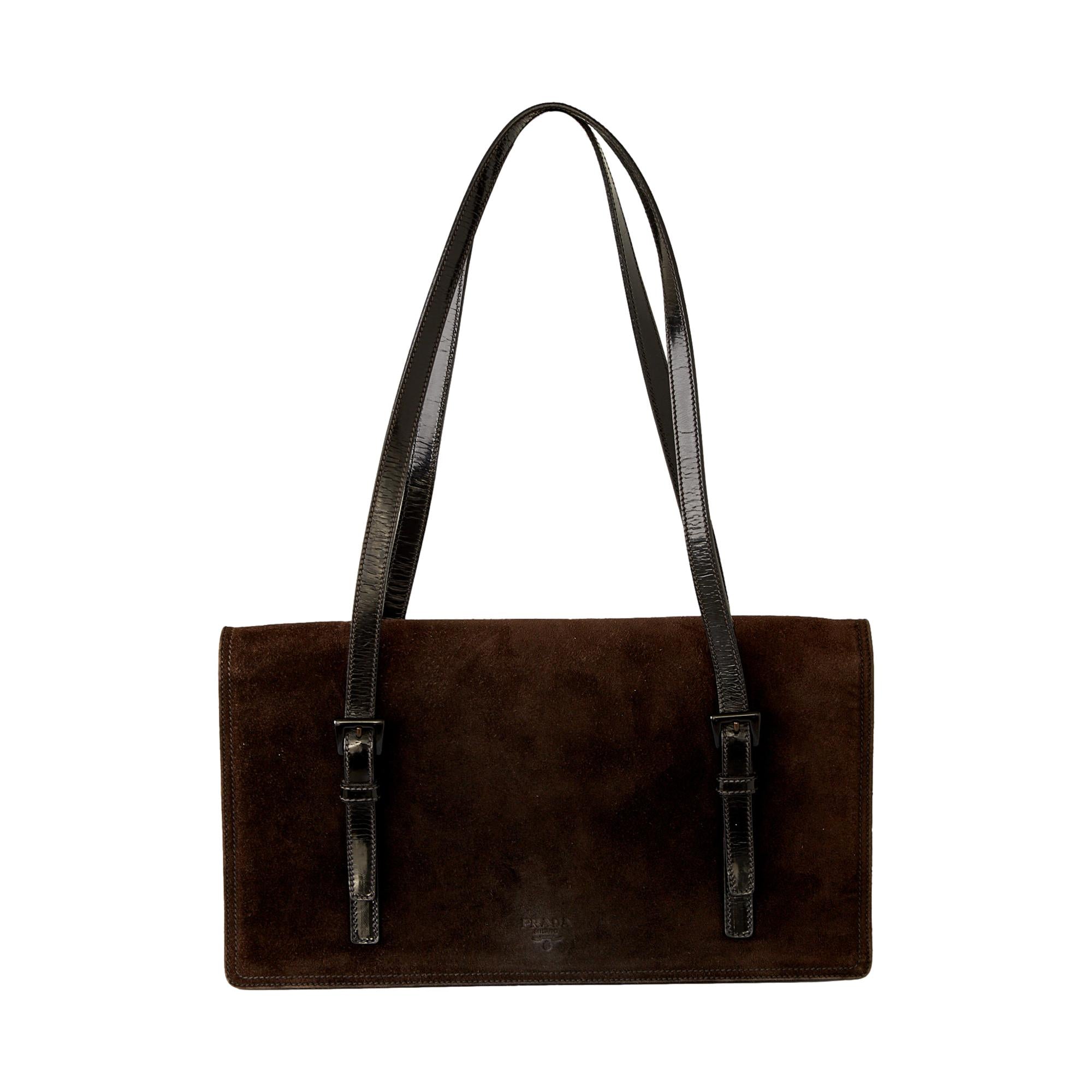 Prada Brown Suede Shoulder Bag