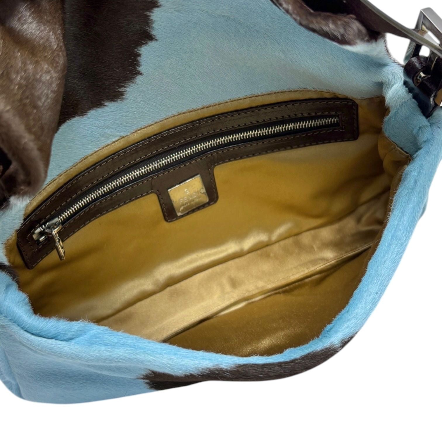 Fendi Blue Cow Print Baguette
