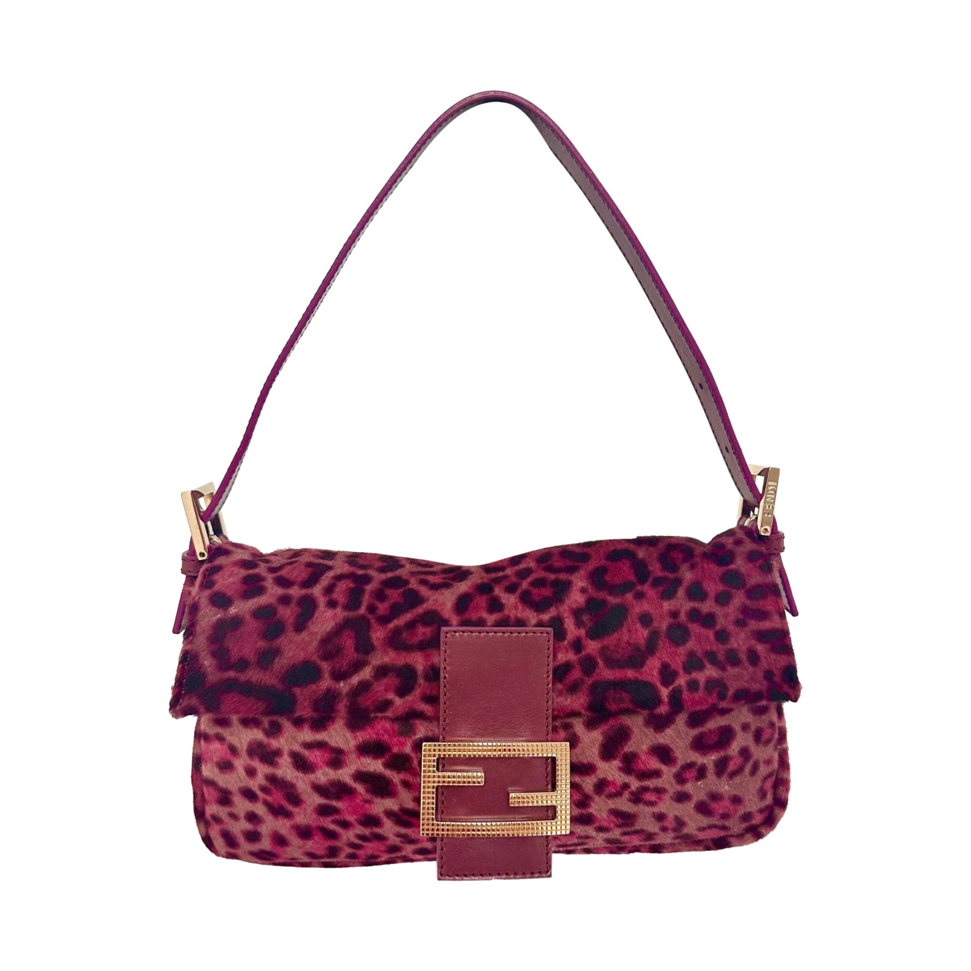 Fendi Pink Leopard Print Baguette