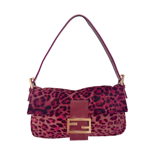 Fendi Pink Leopard Print Baguette