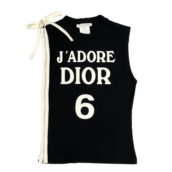J'ADORE DIOR ノースリーブタンクトップ Dior 'J'Adore' Black + White Zippered Logo Tank – Treasures of NYC