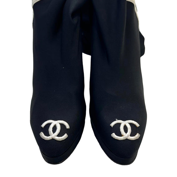 Chanel Thigh-High Stretch Logo Boots