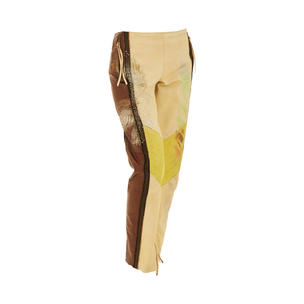 Roberto Cavalli Painted Leather Moto Pants