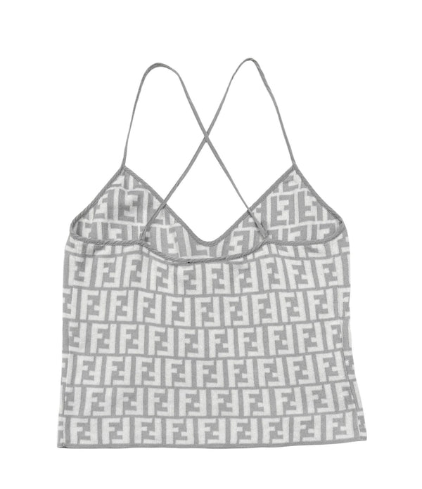 Fendi Grey Logo Knit Tank Top