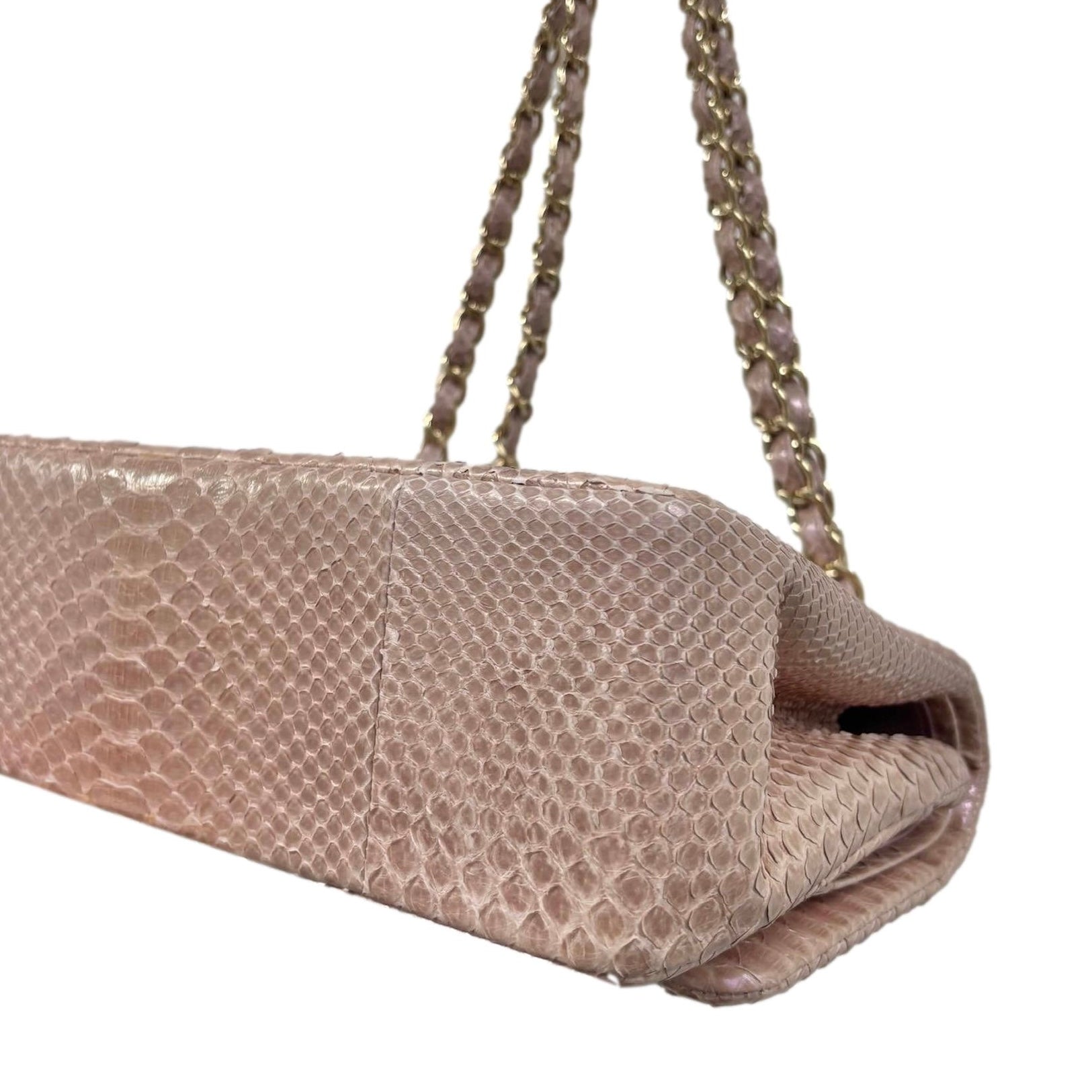 Chanel Pink Python Jumbo Double Flap Bag