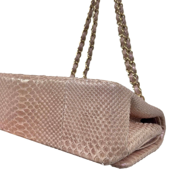 Chanel Pink Python Jumbo Double Flap Bag
