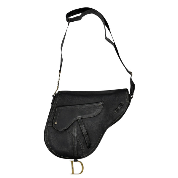 Dior Black Leather Saddle Crossbody Bag