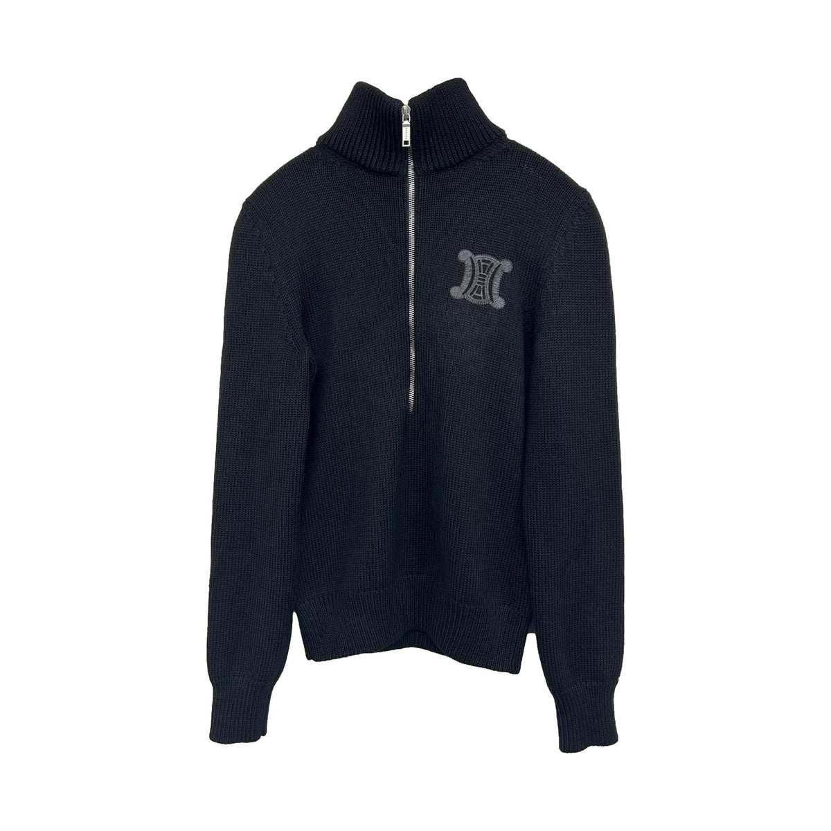 Celine Black Wool Logo Pullover