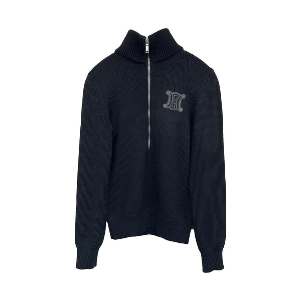 Celine Black Wool Logo Pullover