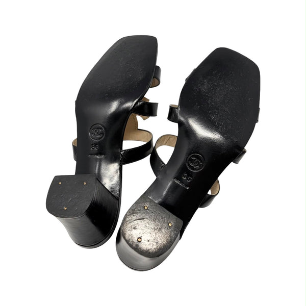 Chanel Black Double Logo Heels