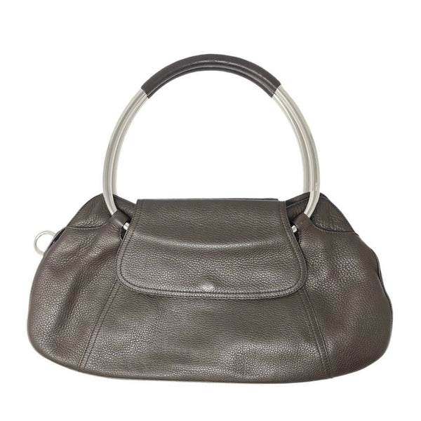 Prada Black Leather Silver Handle Handbag