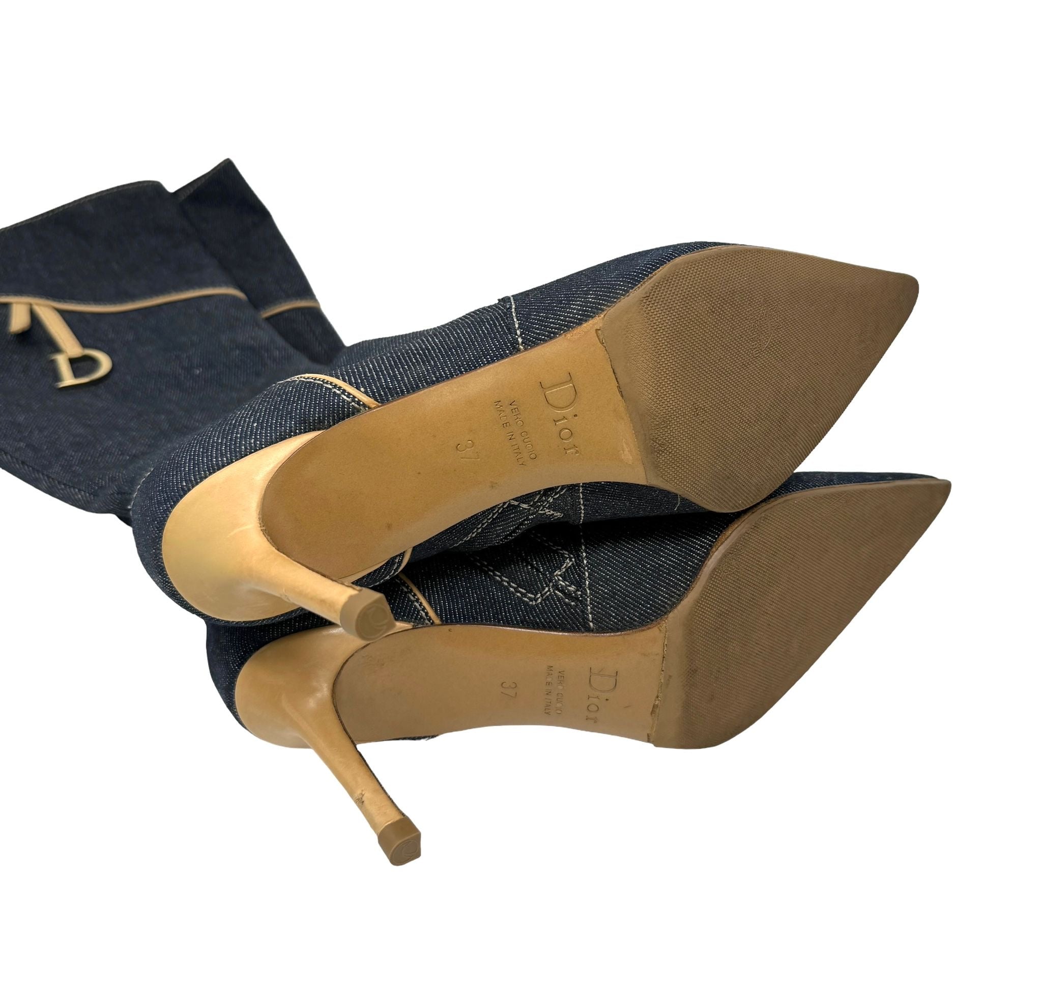 クリスチャンディオール　デニム　ブーツ Dior Denim Logo Boots – Treasures of NYC