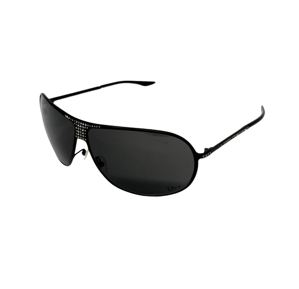 Dior Black Rhinestone Aviator Sunglasses – Treasures of NYC display picture 1