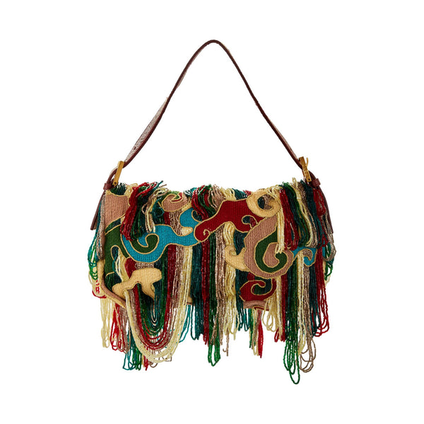 Fendi Multicolor Beaded Fringe Baguette