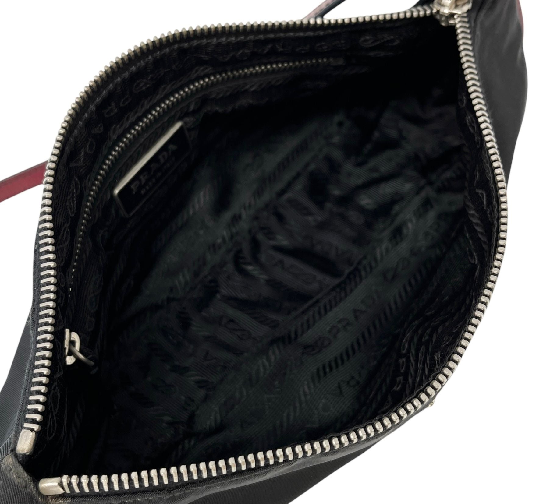 Prada Black + Red Nylon Shoulder Bag