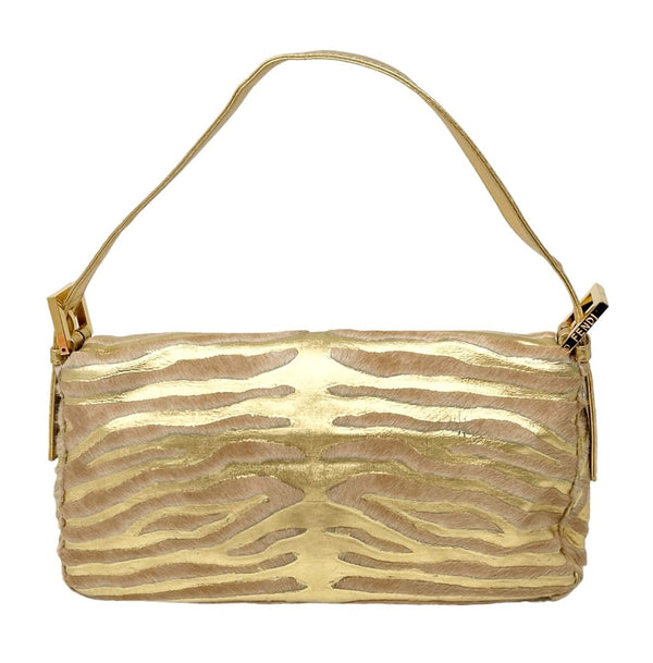 Fendi Gold Metallic Zebra Baguette Bag