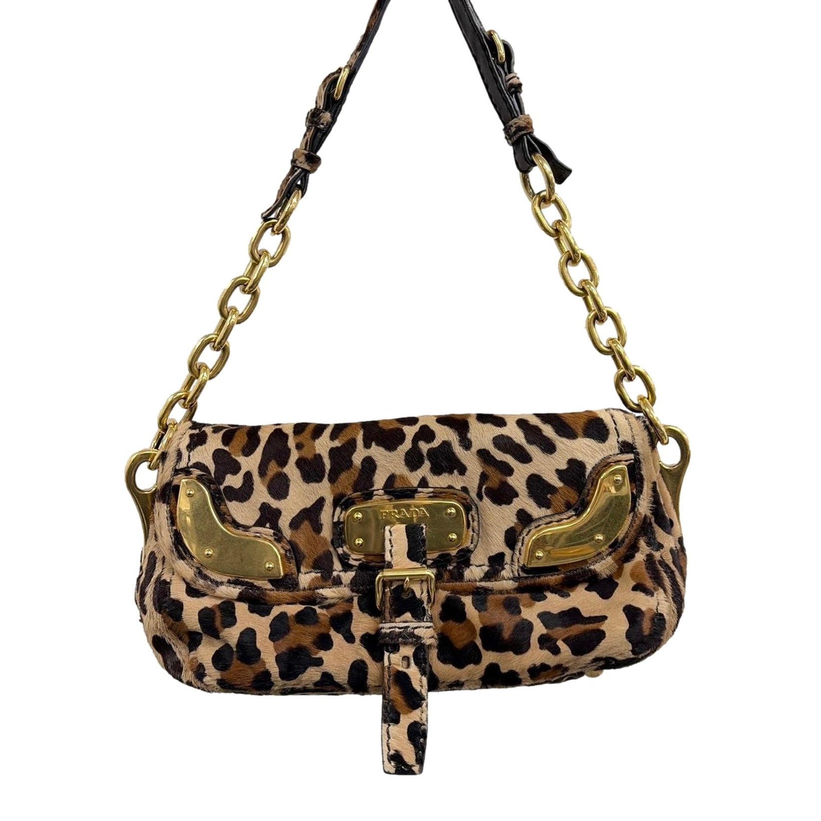 Prada Cheetah Calf-Hair Shoulder Bag