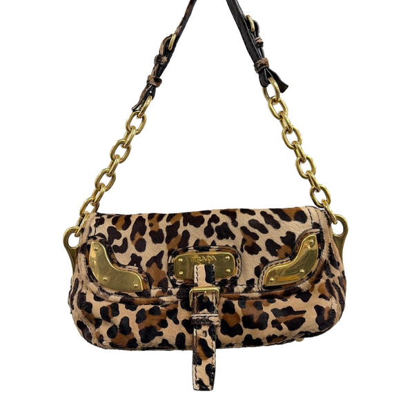 Prada Cheetah Calf-Hair Shoulder Bag