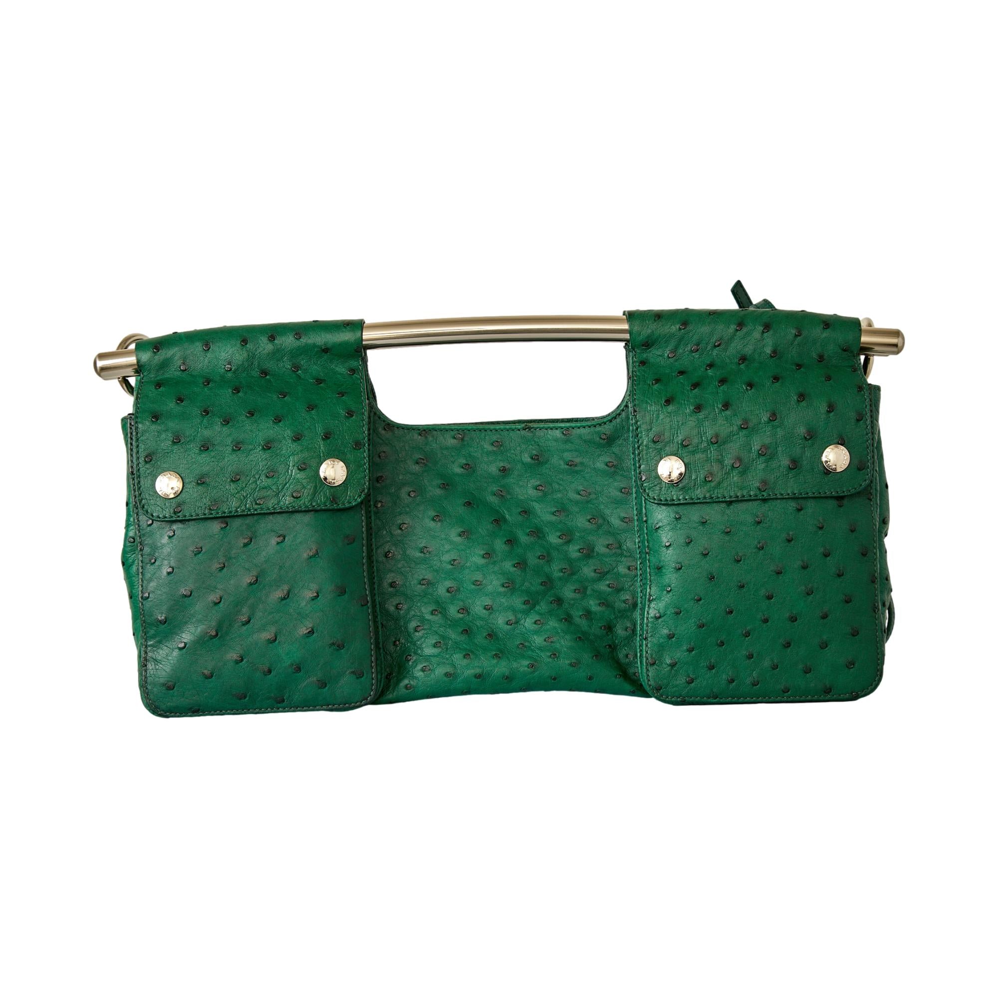 Prada Green Ostrich Bar 2way Bag – Treasures of NYC