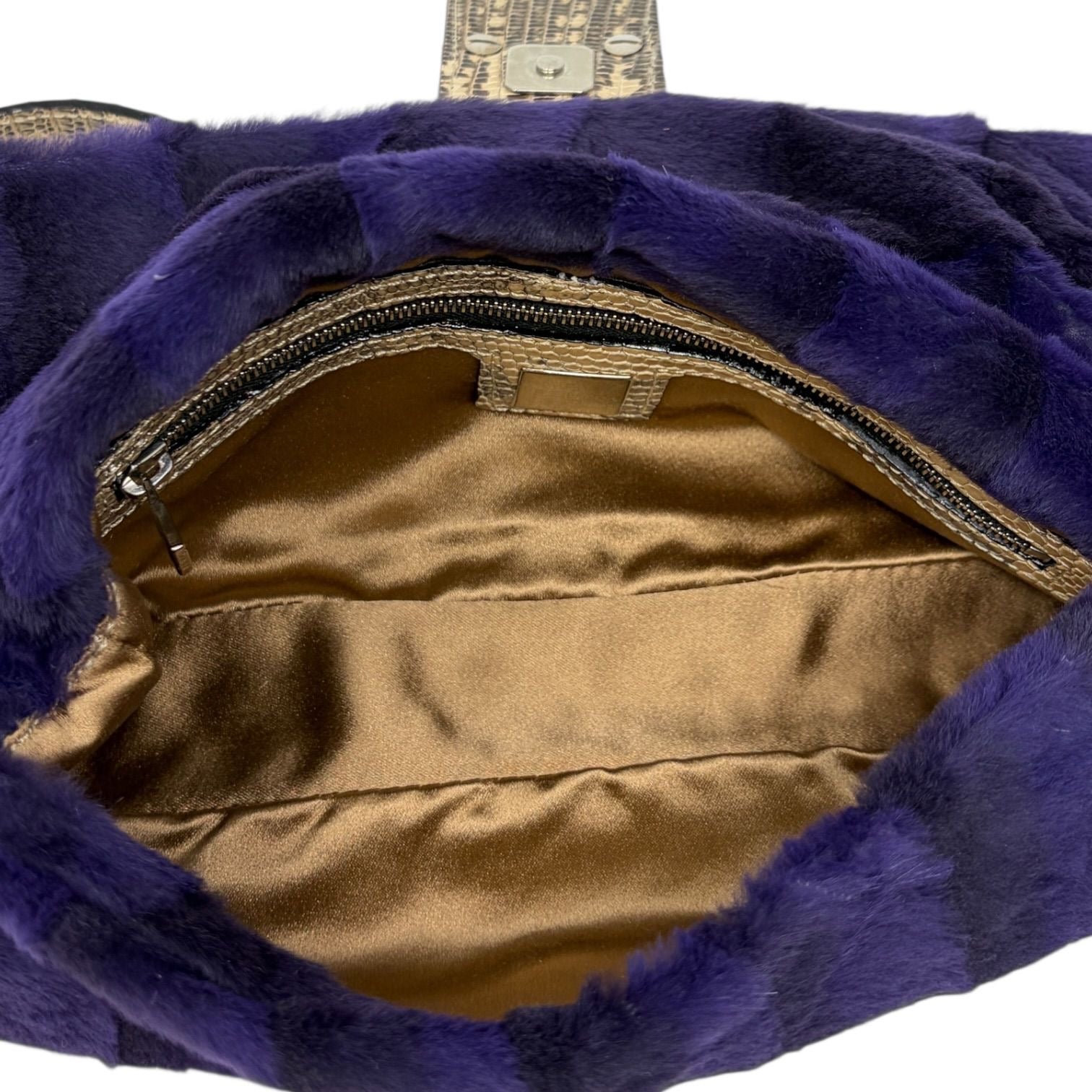 Fendi Purple Fur Lizard Baguette