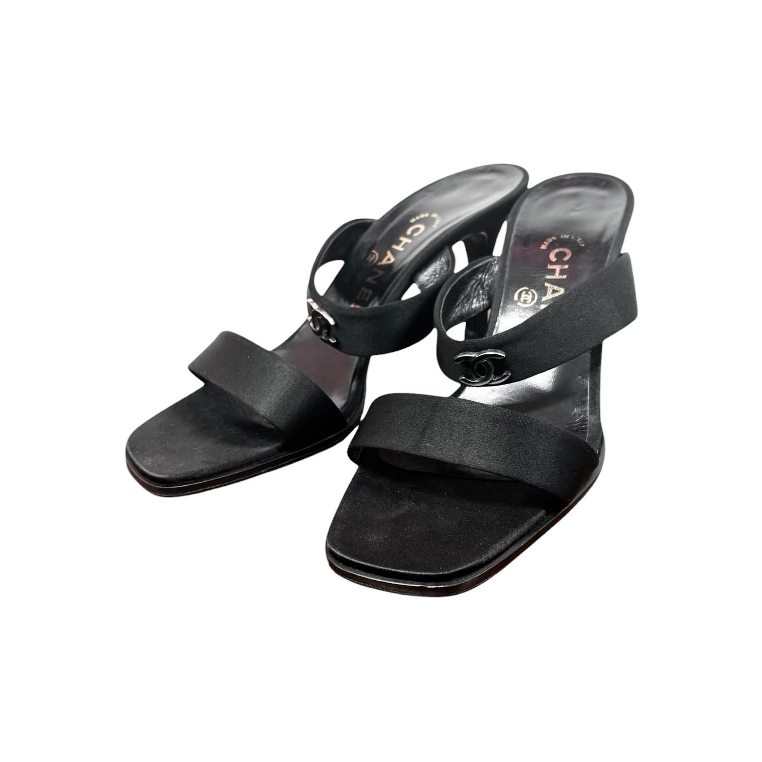 Chanel Black Logo Sandals