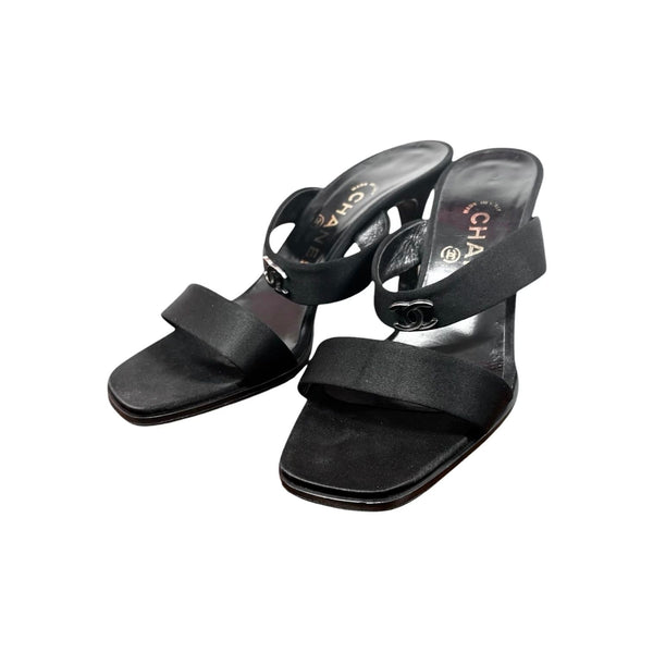 Chanel Black Logo Sandals