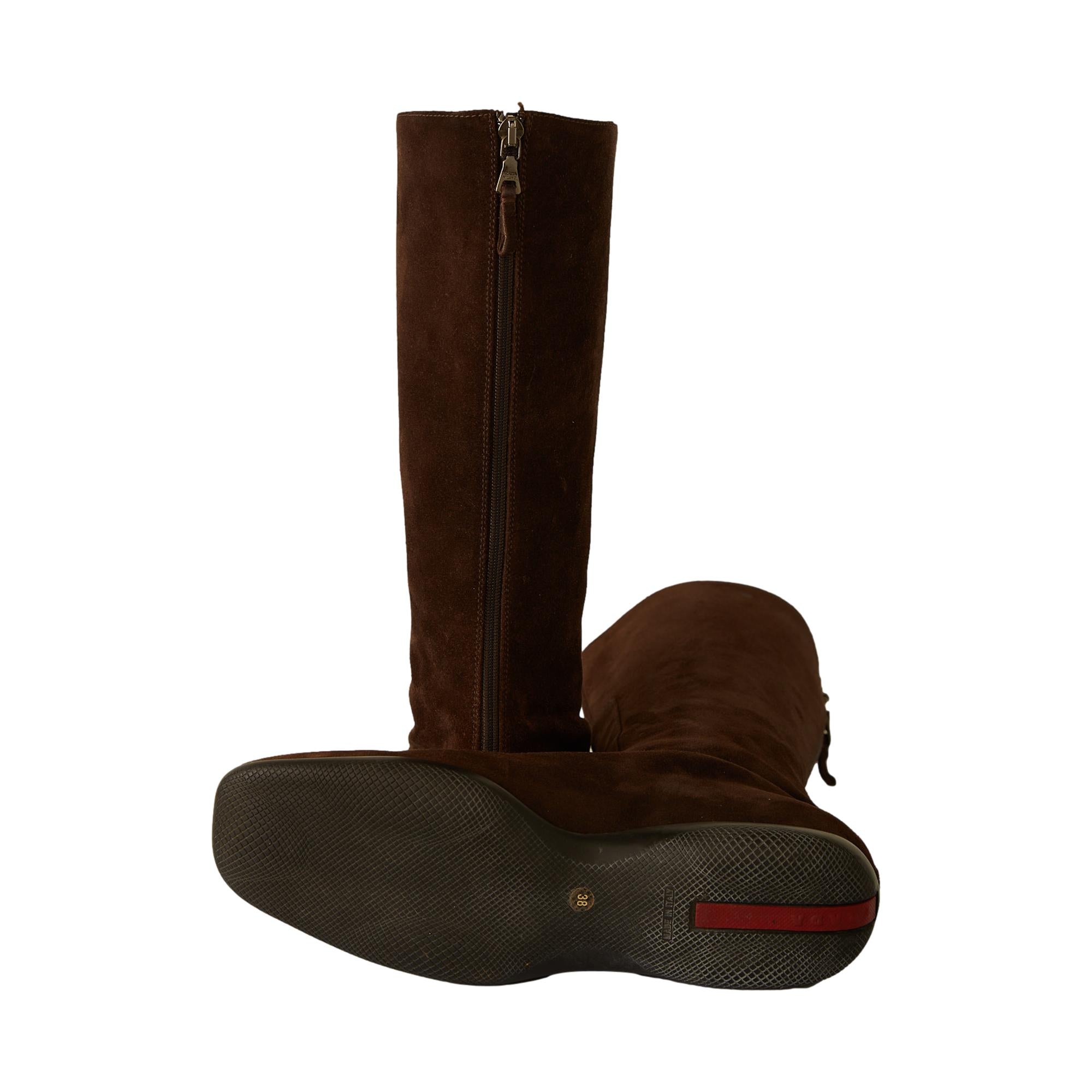 Prada Brown Suede Rubber Sole Boots – Treasures of NYC