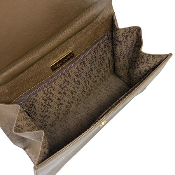 YSL Brown Leather Top Handle Bag